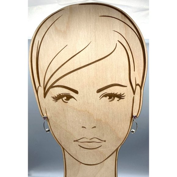 Vintage Pastel Square Cut Crystal Stud Earrings with Silver Tone Oval and Bead - Picture 5 of 7